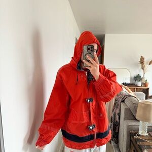 Women's Orange Hooded Bomber Jacket